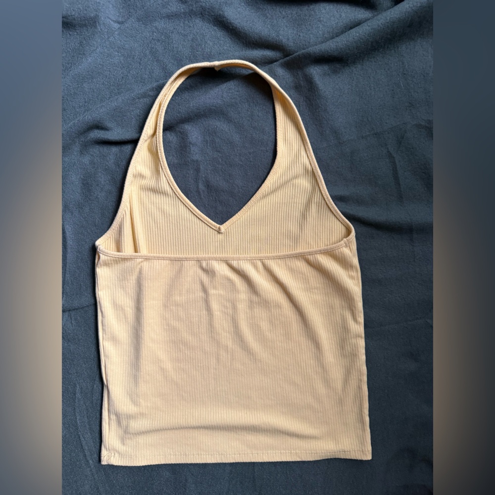 Yellow Ribbed Halter Tank Top - Picture 3 of 3